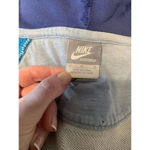 Nike Mens Blue White Long Sleeve Distressed Zip Up Hoodie Jacket Medium - Picture 3 of 7